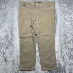 Duluth Flex Fire Hose Work Pants Khaki Men's Size 40(38)x32(30) Cotton Spandex‎